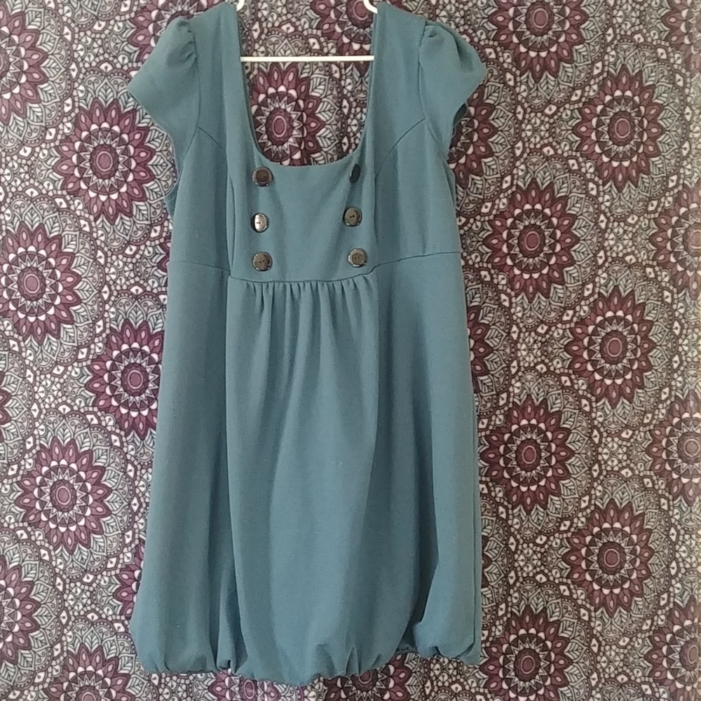 Torrid Sz 3 Dusty Blue Tunic/Dress w/ Blck Buttons